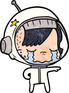Bir insan tarafından çizilmiş ağlayan astronot kız.