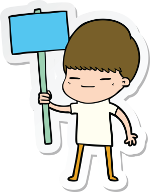 Bir insan tarafından çizilmiş kendini beğenmiş bir çocuğun çıkartması.