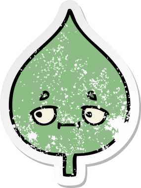 Sevimli bir çizgi film karakterinin sıkıntılı çıkartması. Bir insan tarafından çizilmiş ifade yaprağı.