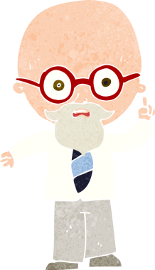 Bir insan tarafından çizilmiş karikatür profesörü