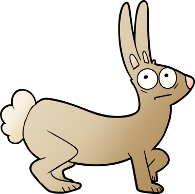 Bir insan tarafından çizilmiş çizgi film tavşanı