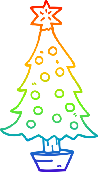 gökkuşağı gradyan çizgisi bir insan tarafından çizilmiş bir karikatür noel ağacı