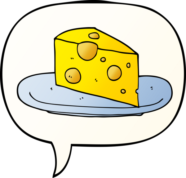 Bir insan tarafından çizilmiş, konuşma baloncuklu çizgi film peyniri.