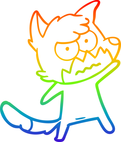 Gökkuşağı gradyan çizgi çizimi bir insan tarafından çizilmiş bir tilki