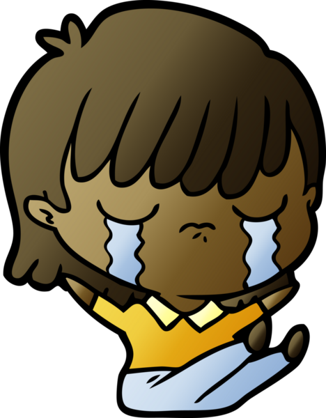 Bir insan tarafından çizilmiş ağlayan çizgi film kadını.