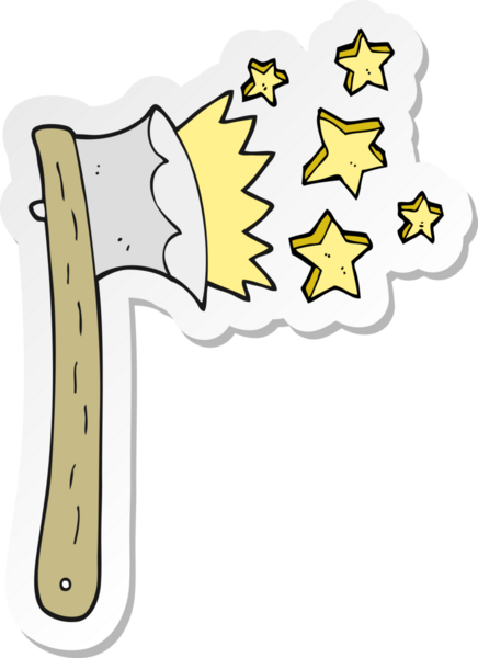 Bir insan tarafından çizilmiş keskin baltanın çıkartması.