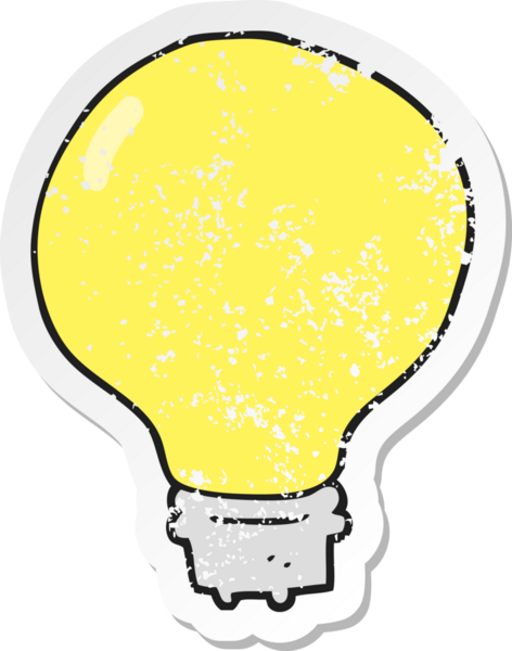 Bir insan tarafından çizilmiş bir karikatür ampulünün gerilimli yapıştırması.