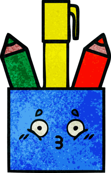 Bir insan tarafından çizilmiş bir kalem tenceresinin retro grunge desen karikatürü