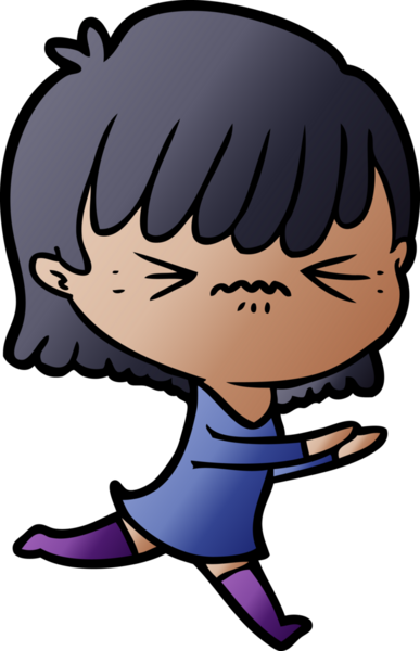 Bir insan tarafından çizilmiş kızgın çizgi film kızı.