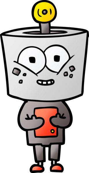 Bir insan tarafından çizilmiş mutlu çizgi film robotu