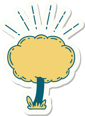 Bir insan tarafından çizilmiş dövme stili bir ağacın çıkartması.