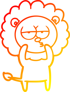 Bir insan tarafından çizilen ve canı sıkılan bir aslanın sıcak çizgi çizimi