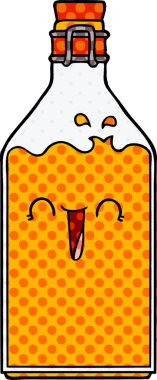 Bir insan tarafından çizilmiş eski bir meyve suyu şişesi.