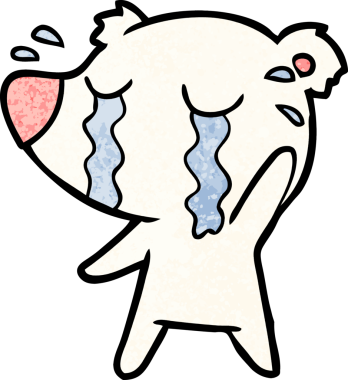 Bir insan tarafından çizilmiş üzgün küçük kutup ayısı çizgi filmi.