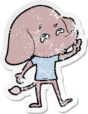 Bir insan tarafından çizilmiş karikatür filinin sıkıntılı çıkartması