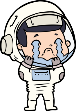 Bir insan tarafından çizilmiş ağlayan astronot çizgi filmi.