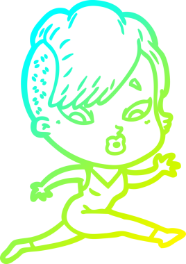 Bir karikatür çizimi, bir insan tarafından çizilmiş bir kızı şaşırttı.