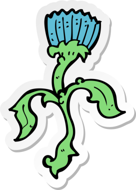 Bir insan tarafından çizilmiş karikatür çiçeğinin çıkartması.