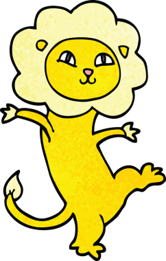 karikatür mutlu aslan bir insan tarafından çizilmiş