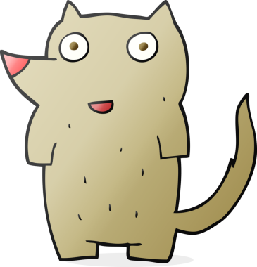 Bir insan tarafından çizilmiş bir karikatür köpeği.