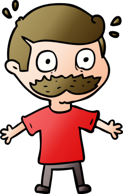 Çizgi filmdeki bıyıklı adam bir insan tarafından çizilmiş.