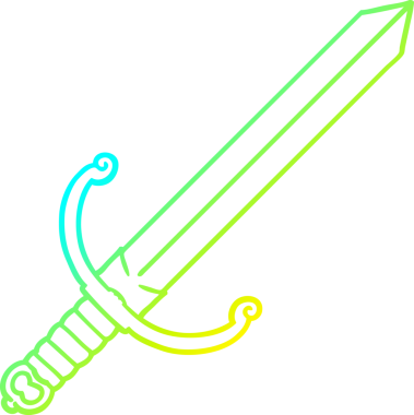 Bir insan tarafından çizilmiş bir kılıcın soğuk eğimli çizgisi.