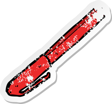 Bir insan tarafından çizilmiş karikatür kalemin gerilimli yapıştırması.