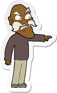 Bir insan tarafından çizilmiş öfkeli yaşlı bir adamın çıkartması.