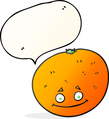 Bir insan tarafından çizilmiş serbest konuşma balonu portakalı.