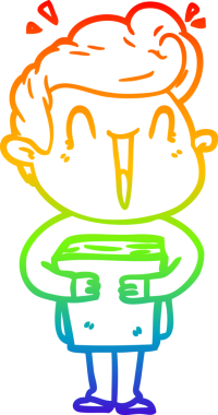 Gökkuşağı gradyanı çizimi bir insan tarafından çizilmiş heyecanlı bir çizgi film