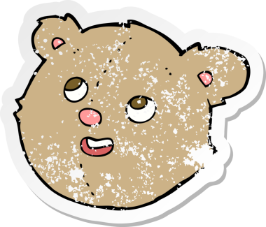 Bir insan tarafından çizilmiş oyuncak ayı kafasının gerilimli geçmiş yapıştırması.