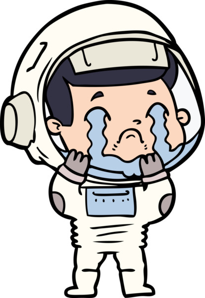 Bir insan tarafından çizilmiş ağlayan astronot çizgi filmi.