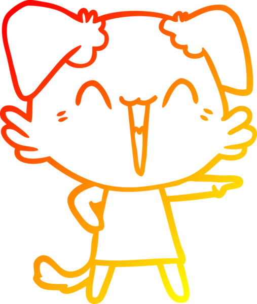 Bir insan tarafından çizilmiş mutlu, küçük bir köpek çizgi filmi.