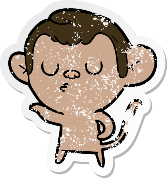 Bir insan tarafından çizilmiş karikatür maymununun sıkıntılı çıkartması