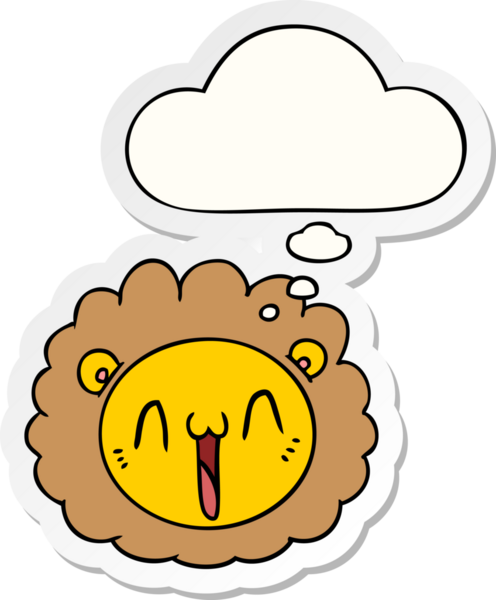 insan tarafından çizilmiş bir çıkartma gibi düşünce baloncuklu çizgi film aslanı yüzü