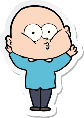 Bir insan tarafından çizilmiş kel bir adamın çıkartması.