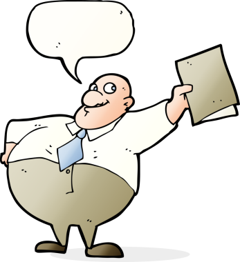 Bir insan tarafından çizilmiş konuşma balonu olan mutlu patron çizgi filmi