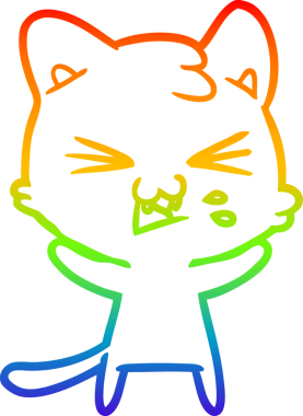 Gökkuşağı gradyan çizgi çizimi Bir insan tarafından çizilmiş bir çizgi kedi tıslama