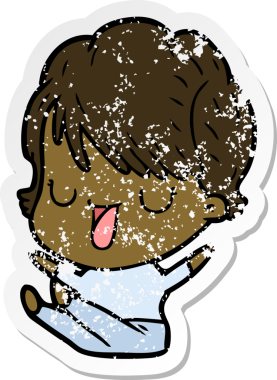 Bir insan tarafından çizilmiş karikatür kadının sıkıntılı çıkartması.