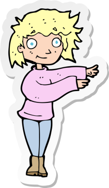 Bir insan tarafından çizilmiş dans eden bir kadının çıkartması.