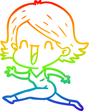 gökkuşağı gradyan çizimi bir insan tarafından çizilmiş mutlu bir kadın çizgi