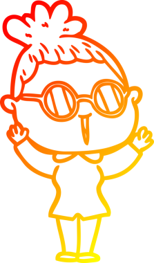 Bir insan tarafından çizilmiş gözlüklü bir karikatür kadın çizimi.