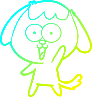 Bir insan tarafından çizilmiş şirin bir çizgi köpeğin soğuk gradyan çizgisi.