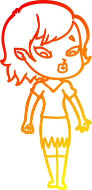 Bir insan tarafından çizilmiş sevimli bir vampir kız çizgi çizimi.