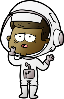 Bir insan tarafından çizilmiş yorgun astronot çizgi filmi.