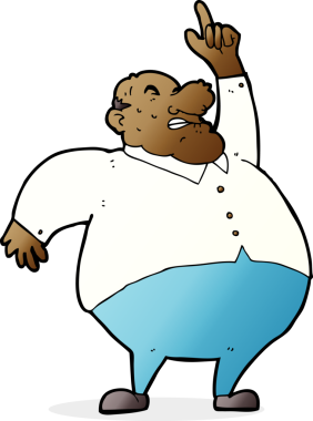 Bir insan tarafından çizilmiş şişman bir patron.