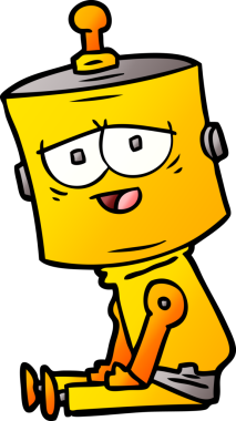 Bir insan tarafından çizilmiş çizgi film robotu