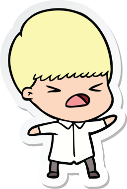 Bir insan tarafından çizilmiş bir karikatür çıkartması.