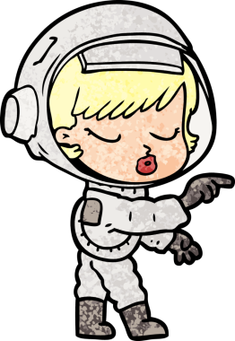 Bir insan tarafından çizilmiş güzel astronot kız.