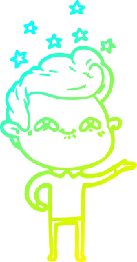 Bir insan tarafından çizilmiş, heyecanlı bir çizgi film çizimi.